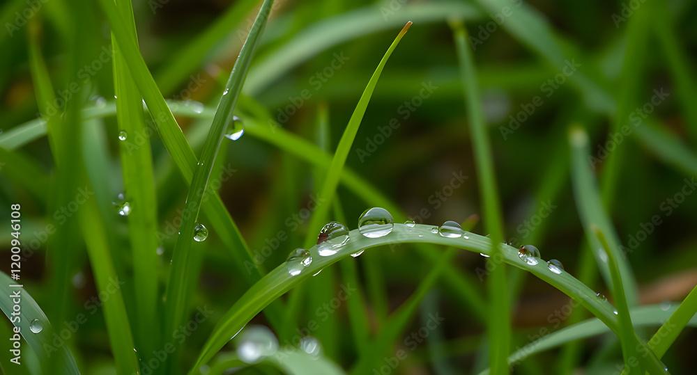 water drops on grass