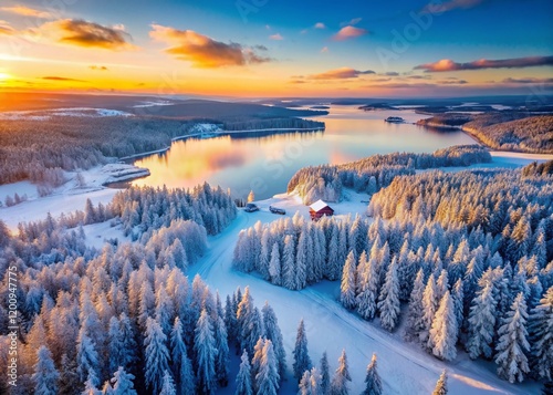Aerial View of Kittila & Levi Ski Resort, Finland: Winter Wonderland Landscape
