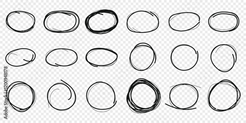 Circle line sketch icon in hand drawn style. Circular scribble doodle vector illustration on isolated background. Pencil or pen bubble sign business concept.