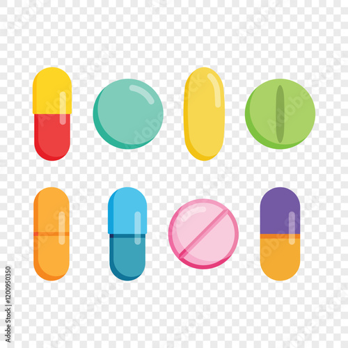 Pills capsules icon in flat style. Medical tablet vector illustration on isolated background. Healthcare drug sign business concept.