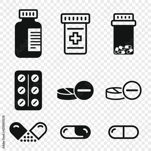 Pills capsules icon in flat style. Medical tablet vector illustration on isolated background. Healthcare drug sign business concept.