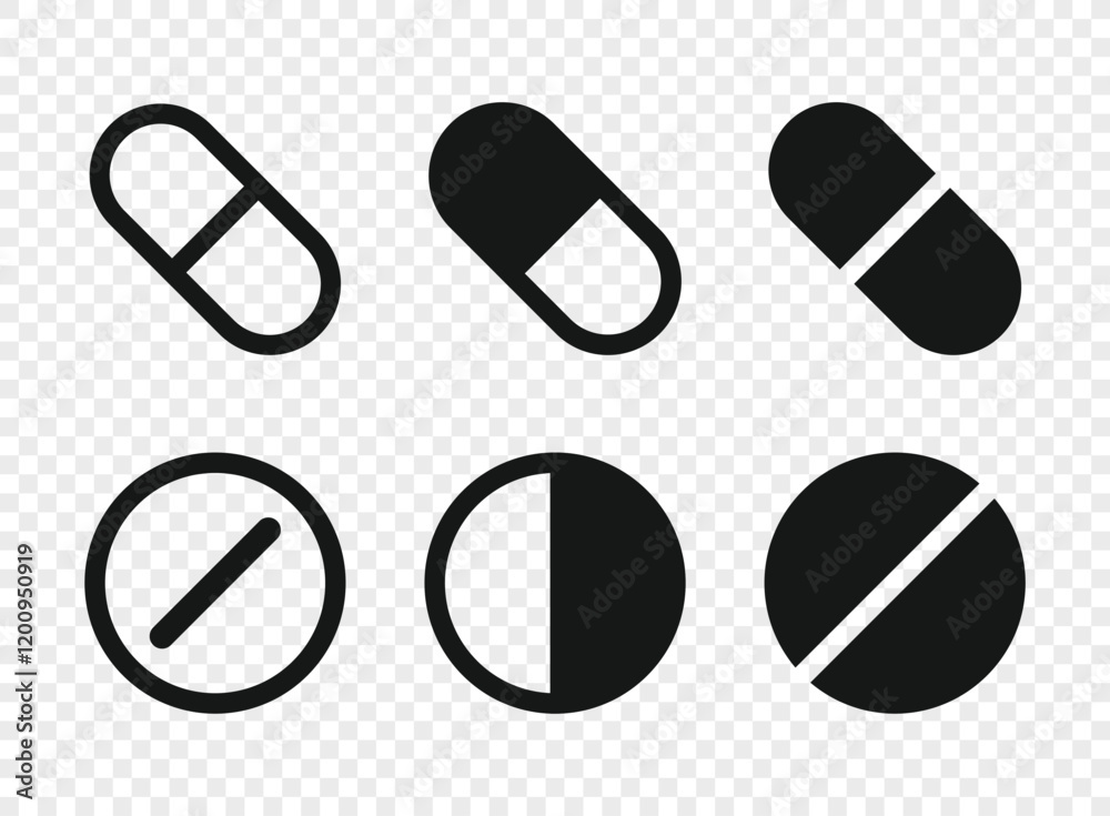Pills capsules icon in flat style. Medical tablet vector illustration on isolated background. Healthcare drug sign business concept.