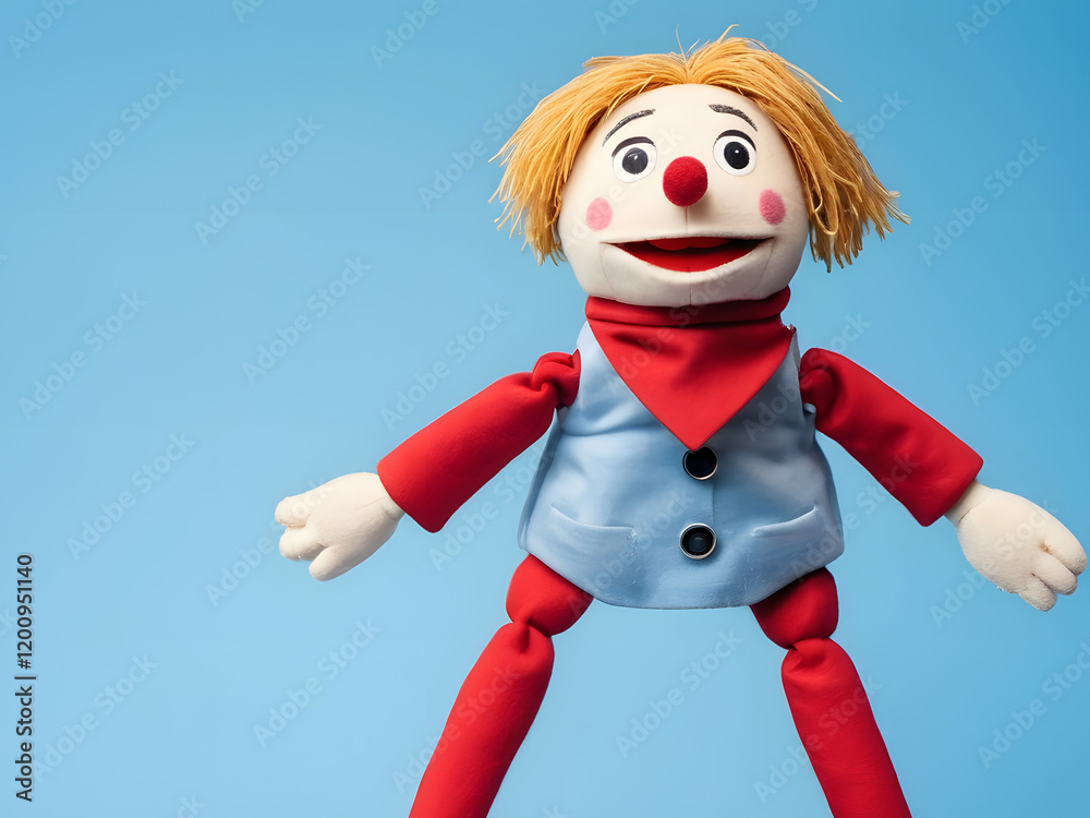 puppet toy on soft blue background puppet toy on soft blue background
