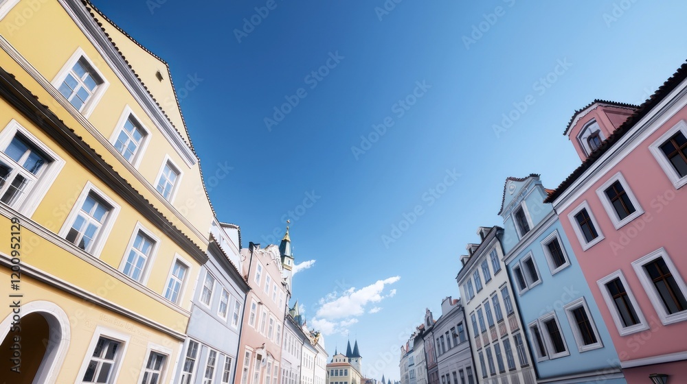Pastel Houses under a Blue Sky Pastel Houses under a Blue Sky
