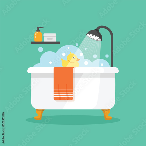 Bath icon in flat style. Bathroom vector illustration on isolated background. Bathtub sign business concept.
