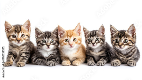 Funny domestic cats and kittens isolated on white. Vector version also available photo