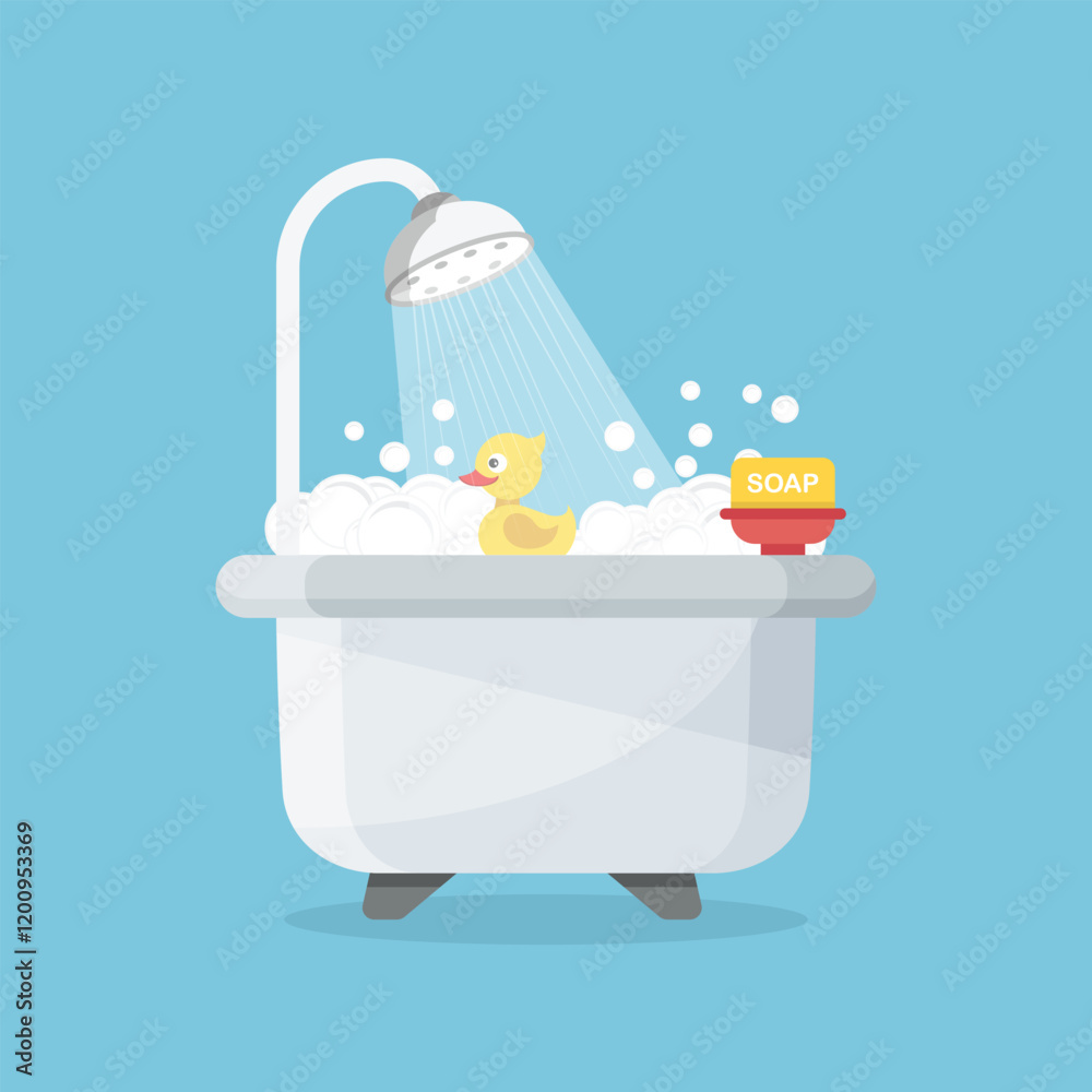 Naklejka premium Bath icon in flat style. Bathroom vector illustration on isolated background. Bathtub sign business concept.