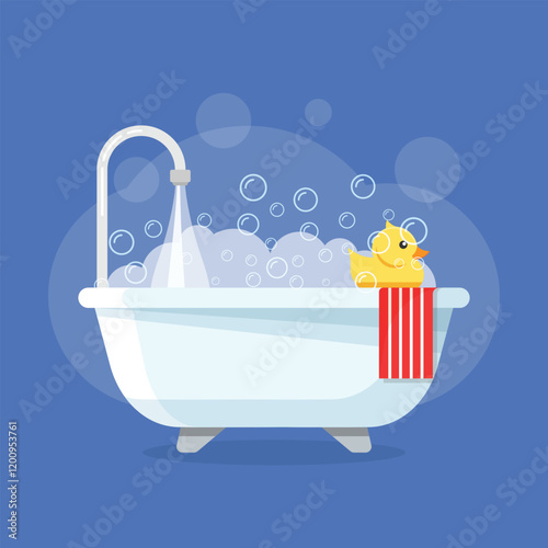 Bath icon in flat style. Bathroom vector illustration on isolated background. Bathtub sign business concept.