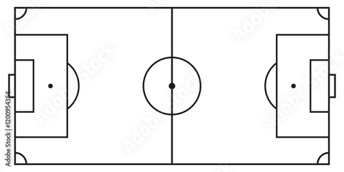 Soccer field in flat style. Football stadium vector illustration on isolated background. Sport plan sign business concept.