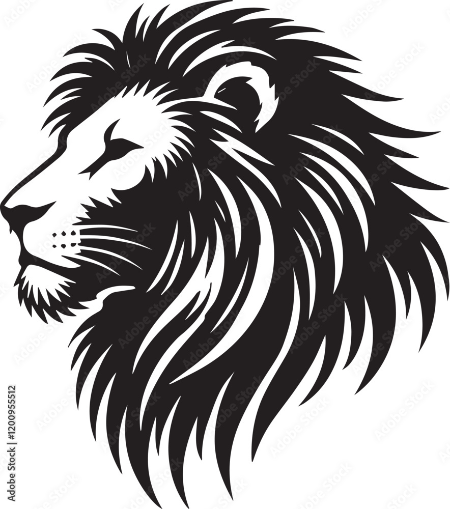 Fototapeta premium Lion vector illustration in black and white