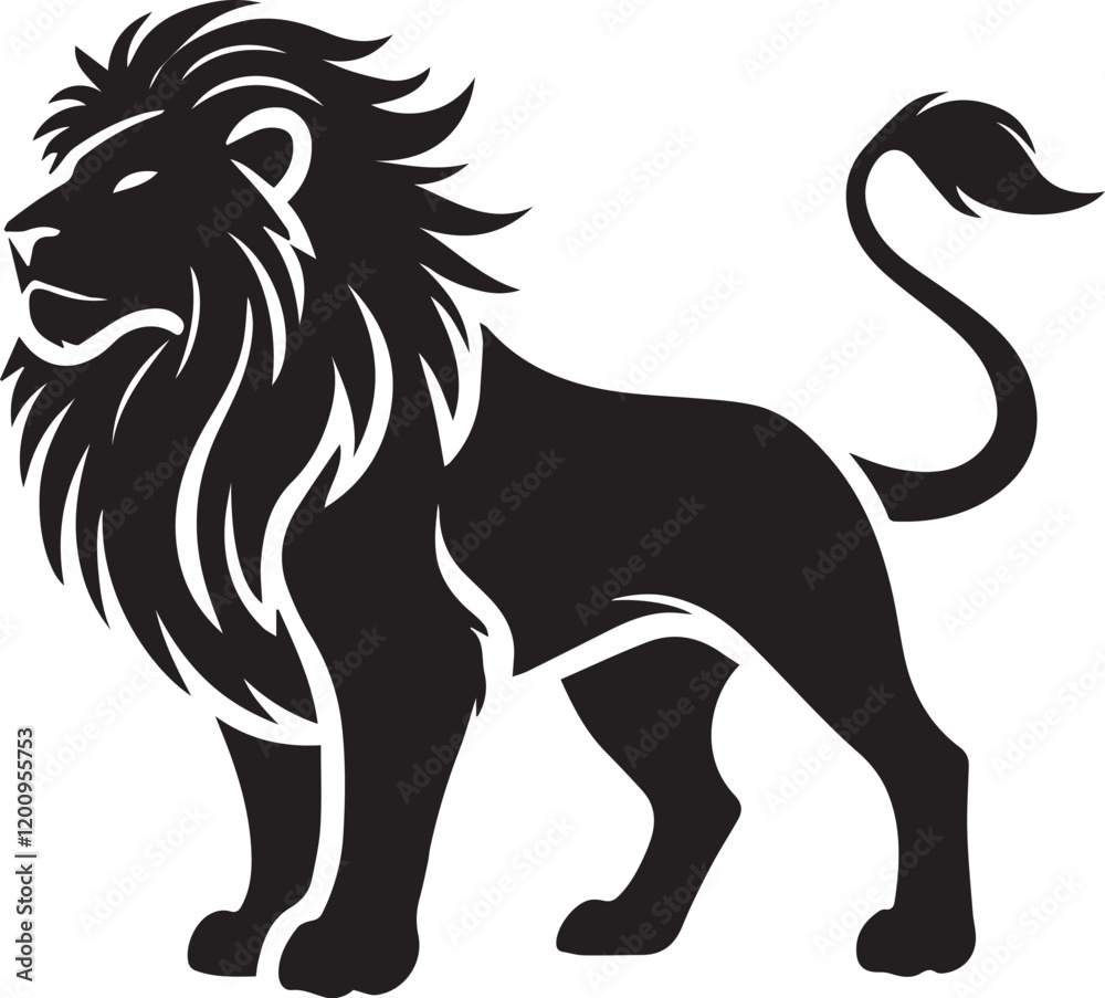 Obraz premium Lion vector illustration in black and white