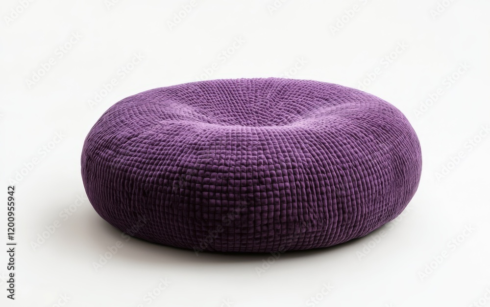 A bold purple floor cushion with a soft, textured fabric, centered on a white background A bold purple floor cushion with a soft, textured fabric, centered on a white background