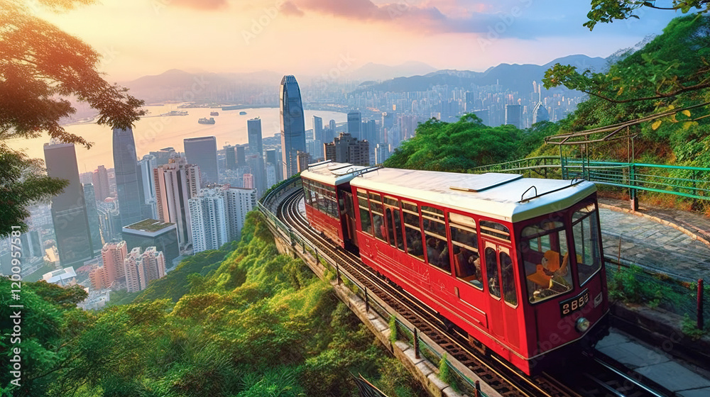 Obraz premium Hong Kong Peak Tram: Breathtaking City Views