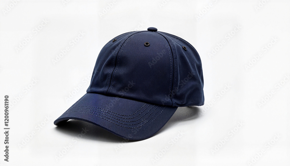Stylish Navy Baseball Cap in Professional Studio Setting with Copy Space Stylish Navy Baseball Cap in Professional Studio Setting with Copy Space