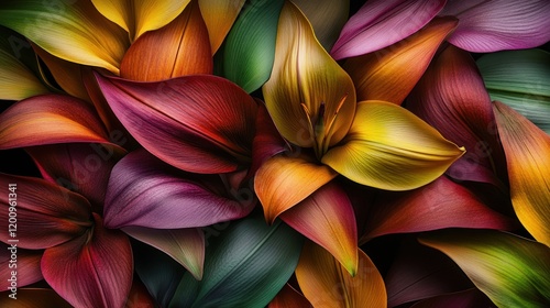 Vibrant autumn lilies closeup, dark background, nature, floral design
