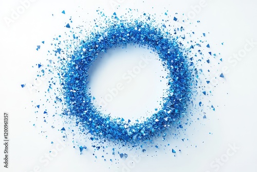 Wallpaper Mural A futuristic composition of abstract blue particles and geometric fragments aligned in a circular formation on a clean background. Torontodigital.ca