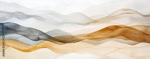 Wallpaper Mural Neutral watercolor concept. Abstract watercolor waves in soft tones create a calming artistic background. Torontodigital.ca