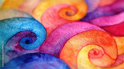 Playful watercolor concept. Colorful swirls in a beautiful watercolor design, ideal for creative projects and backgrounds.