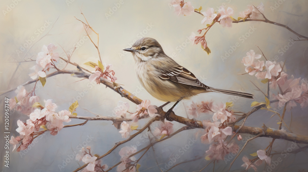 Delicate Bird Amidst Blossoming Spring Delicate Bird Amidst Blossoming Spring