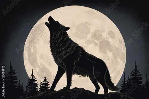 wolf howling at the moon