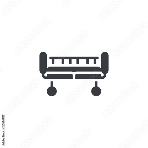 A hospital bed with adjustable height vector icon