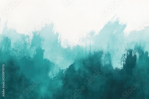 A hand-painted abstract texture with bold strokes of turquoise and forest green blending harmoniously.