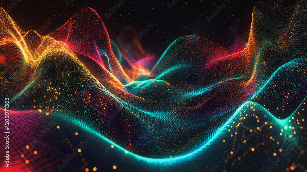 Fototapeta premium Abstract digital background electromagnetic wave background Innovation digital wave background information technology background The background is the background. gradient wave digital wave banner