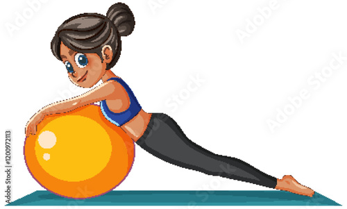Girl Exercising with Fitness Ball