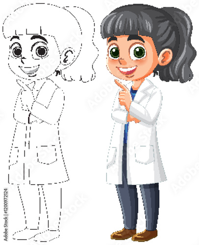 Young Scientist in Lab Coat Illustration