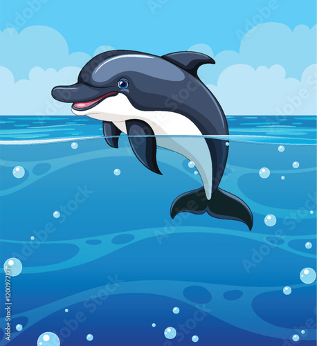 Playful Dolphin in Ocean Waves