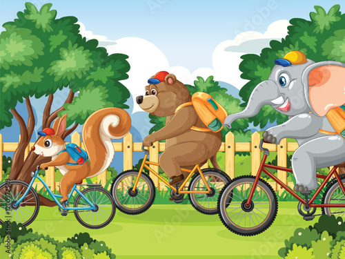 Animal Friends Enjoying a Bike Race