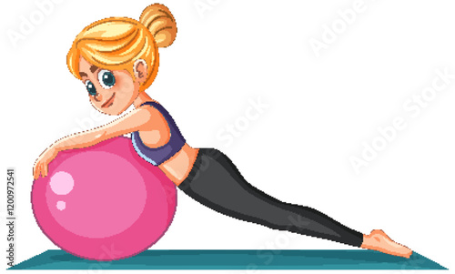 Girl Exercising with Fitness Ball