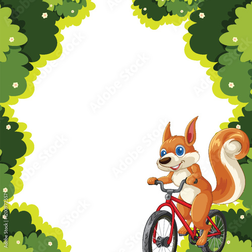 Squirrel Riding a Bicycle in Forest