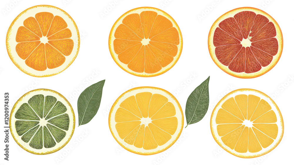 Obraz premium Colorful Citrus Fruit Collection on a Clear Background Generative AI