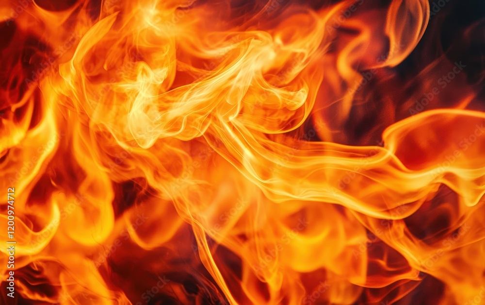 A detailed view of swirling flames with vibrant hues of red, orange, and yellow A detailed view of swirling flames with vibrant hues of red, orange, and yellow