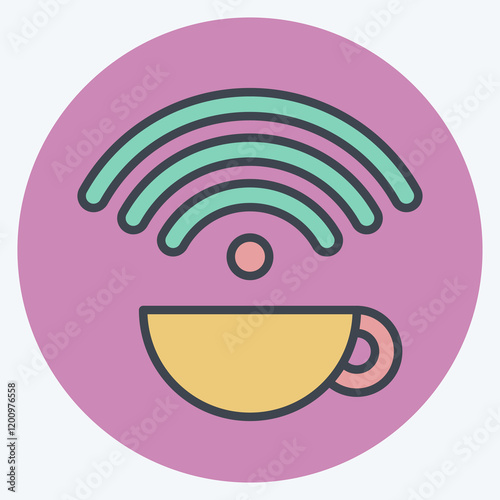 Icon Free Wifi. related to Restaurant symbol. color mate style. design editable