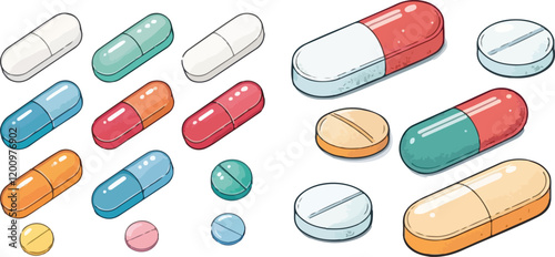 Print  pills clip art vector illustration