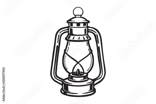 Silhouette illustration of an old-fashioned oil lantern.eps