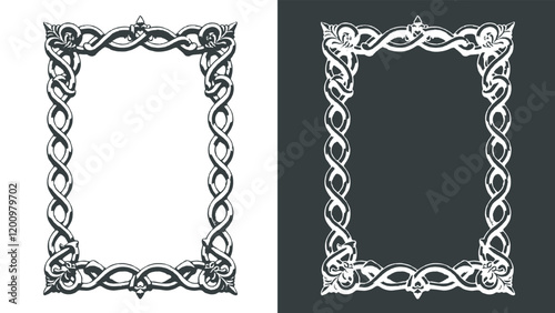 wedding card with interlocking patterns line ornate . Celtic-style frame, wedding card frame, appearance frame