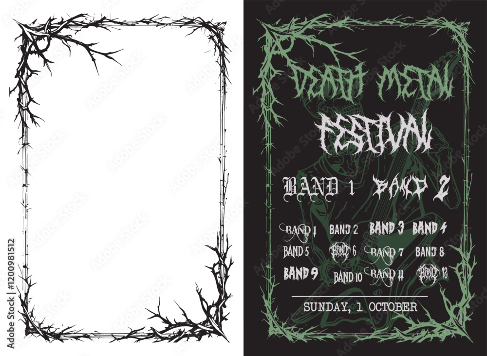 root frame death metal band poster, rock music poster, metal poster show, punk poster, root frame horror frame