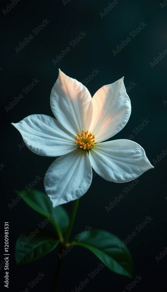 Softly glowing white jasmine petals against a dark background, mysterious, soft, ethereal Softly glowing white jasmine petals against a dark background, mysterious, soft, ethereal