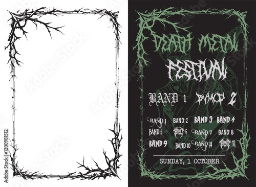 root frame death metal band poster, rock music poster, metal poster show, punk poster, root frame horror frame