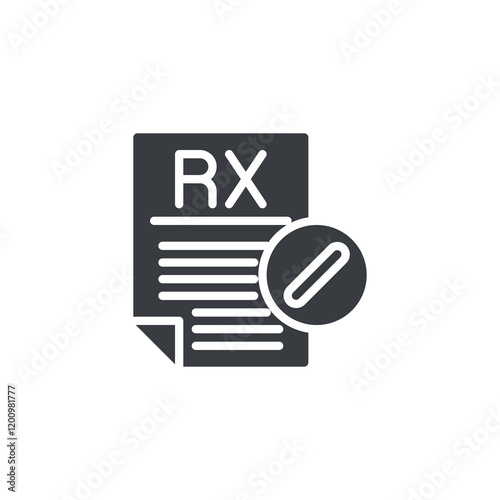 A document with a "Rx" and a pill vector icon