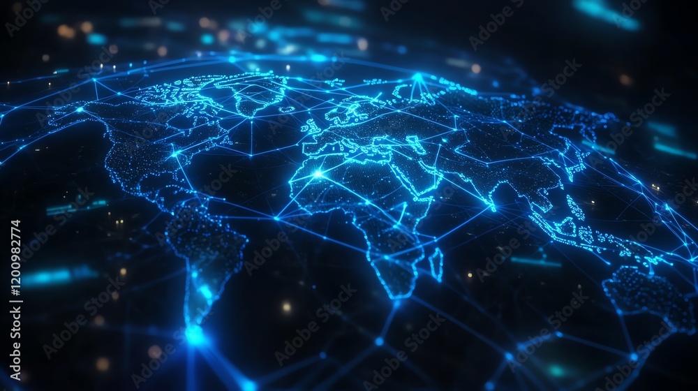 Abstract digital world map with connections. Abstract digital world map with connections.