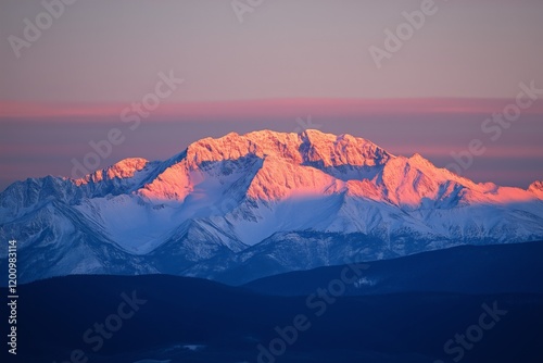 Fototapeta Naklejka Na Ścianę i Meble -  Sunset over the majestic Tatra Mountains in Poland.