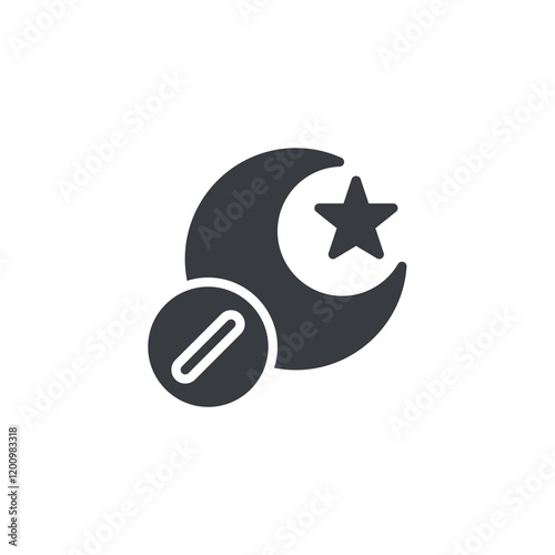 A moon and stars with a tablet vector icon