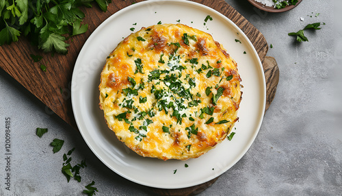 Wallpaper Mural Potato gratin with cream, cheese and parsley on white plate Torontodigital.ca