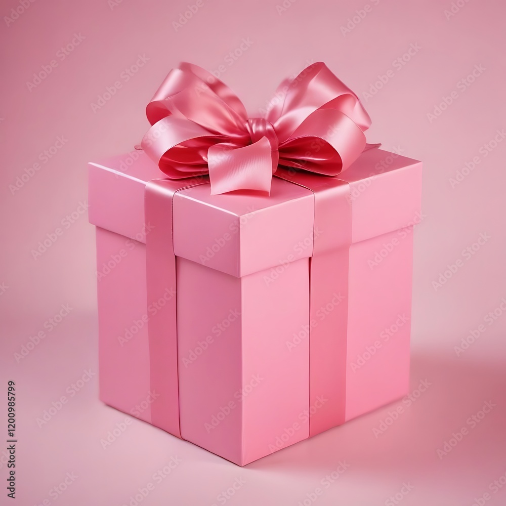Fototapeta premium Pink Gift box with ribbon