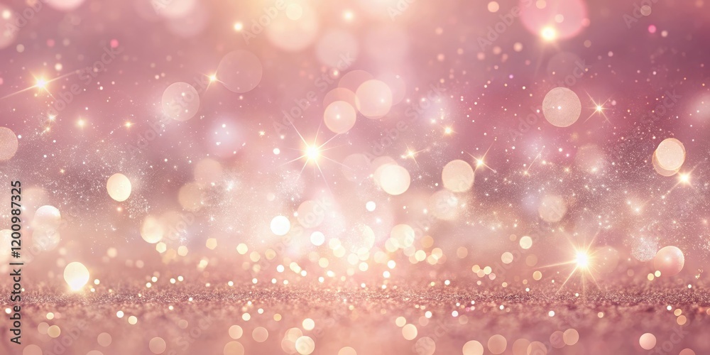Shimmering Rose Gold Glitter Background with Sparkling Lights and Bokeh Shimmering Rose Gold Glitter Background with Sparkling Lights and Bokeh