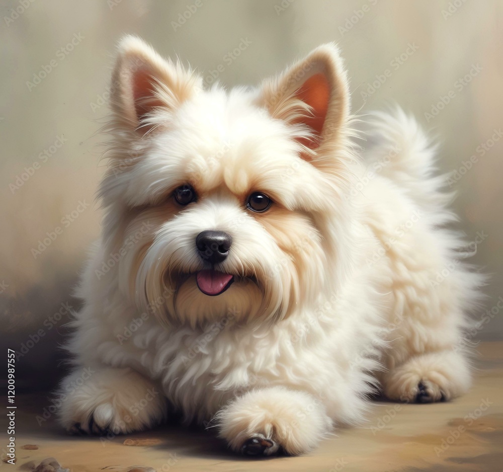 Illustration of fluffy and cute small dog. Illustration of fluffy and cute small dog.